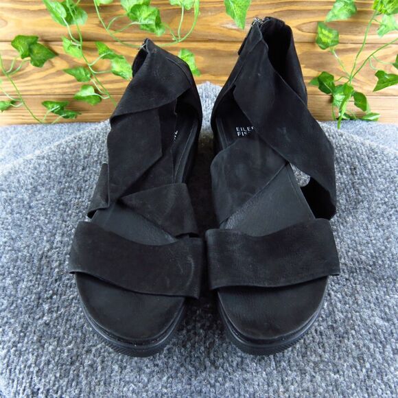 Eileen Fisher Women's Sport Tumbled Strappy Black Leather Sz 8 Medium Used 2025 - Picture 2 of 6